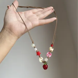 Zomer dopamine knop appel hanger ketting kleurrijke kralen choker mode sieraden voor vrouwen