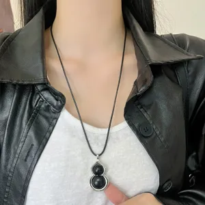 Unisex Trendy Alloy Leather Cord Pendant Necklace Geometric Gourd Heart Flower Key Cross Long Necklace For Women Party Gift Jewelry