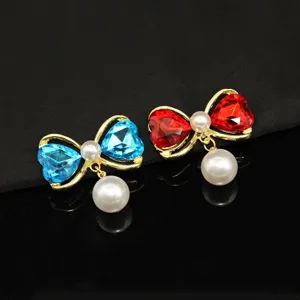 DIY heart rhinestone bow hair accessories sweet pearl hanging bead jewelry pieces for crafts.