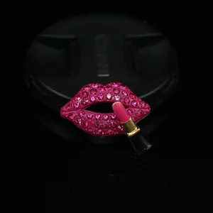 Strass Lippen Stift DIY Zubehör Detail, glänzende rosa Kristall Handyhülle Dekoration.