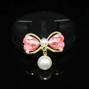Korean sweet pearl bow crystal hanging charm DIY jewelry accessory for handmade hair clips.