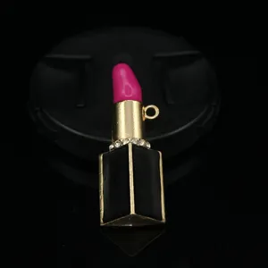Metall Lippenstift Anhänger Strass DIY Handyhülle Dekoration Schuh Charm Zubehör