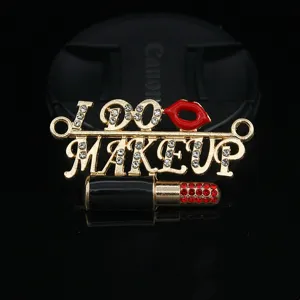 Glitzernde I DO MAKEUP Strass Brosche DIY Handyhuelle Zubehoer Lippenstift Charm