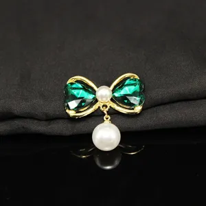 DIY green crystal bow artificial pearl pendant hair accessory jewelry crafting component