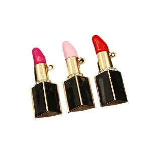 Lippenstift Anhänger DIY Zubehör Handyhülle Schmuck Emaille Strass Metall Geschenke