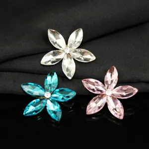 Cristal pierre précieuse marquise cinq pétales alliage DIY chaussures charms accessoires