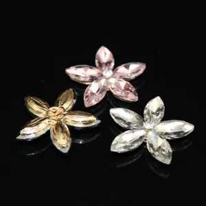 Magnifiques strass cristaux breloques en alliage fleur à cinq pétales pour DIY chaussures