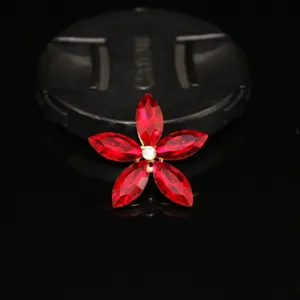 Fleur de cristal rouge 5 pétales alliage breloques chaussures DIY accessoires d'aération.