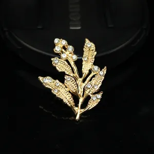Gold rhinestone branch leaf alloy DIY hair stick fan accessory jewelry making parts