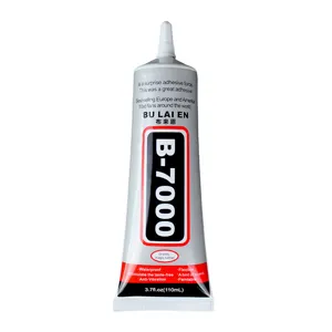 Detailed view of the 110ml B7000 needle tip adhesive glue tube for DIY crafts and phone case repair.