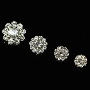 Metal Rhinestone Buttons Sparkly Crystal Flower Button For Shirt Sweater Collar DIY Clothing Accessories Craft