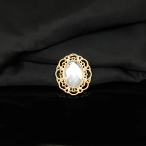 Oval rhinestone alloy button detail, DIY bridal shoe and hair accessory decorative material.