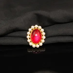 Alloy pearl red ruby DIY hair accessory detail view, perfect for bridal headwear crafting.