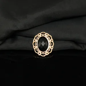 Vintage oval alloy rhinestone gemstone decorative button DIY craft apparel hair accessory