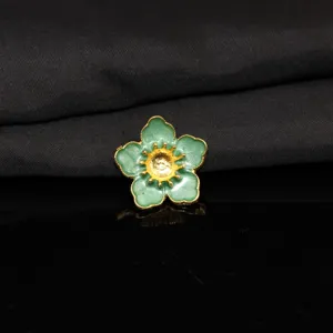 Accessorio DIY fiore smalto verde bordo dorato stame materiale artigianale per forcine
