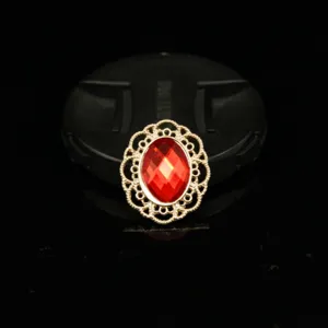 Vintage red rhinestone oval alloy button DIY accessory for shoes hair decoration