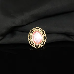 Korean style alloy lace oval pink rhinestone gemstone button DIY craft decorative material