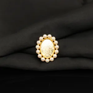Oval gold alloy pearl inlay DIY hair accessory jewelry base blank setting component