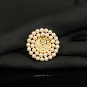 Gold pearl alloy jewelry accessory detail shot, perfect for DIY bridal hair ornaments and fans.