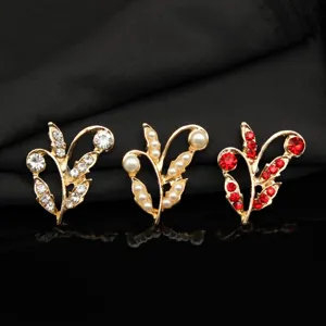 Alloy Hollow Inlaid Artificial Pearl Rhinestone Branch Leaf Jewelry Accessories DIY Hairpin Fan Decoration Materials