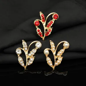 Gold alloy rhinestone pearl tree branch leaf DIY hair stick fan craft decorative accessories