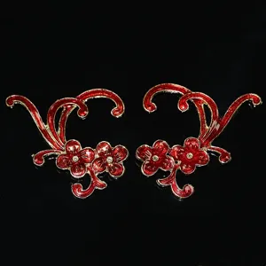 Zinc Alloy Retro Branch Hairpin Accessories DIY Hanfu Phoenix Crown Headwear Parts Gold Red Decorative Craft Jewelry