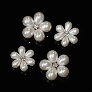 DIY pearl rhinestone flower alloy accessories for handmade hairpins and jewelry crafts.