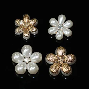 Flower pearl rhinestone alloy DIY hair accessories detailed view showing exquisite components.