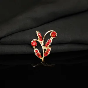 Red rhinestone gold branch leaf DIY accessory detail view, perfect for handmade crafts.