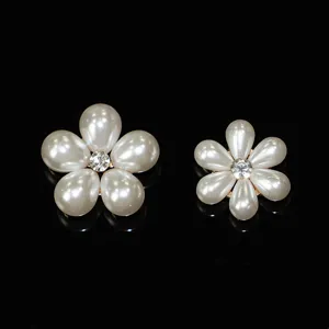 Pearl rhinestone flower alloy DIY accessories, handmade hair ornament craft components.