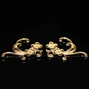 DIY gold alloy symmetrical flower branch hair accessories for ancient Hanfu crown styling.