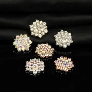 Lega Strass Fiocco di Neve Floreale DIY Accessori per Capelli Placcato Oro Argento Cristallo Diamante Bottone Reperibili per Gioielli