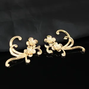 Gold alloy vintage hair accessory branches DIY Hanfu hairpin jewelry components pair