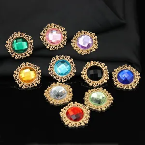 Alloy Lace Rhinestone Round Gem Flower Tray Button DIY Bridal Shoes Clothing Hair Accessories Hand Fan Decor