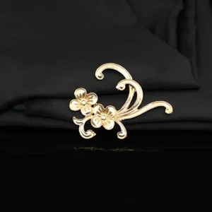 Gold alloy hair accessory ancient style DIY branch flower hairpin craft piece for Hanfu decoration