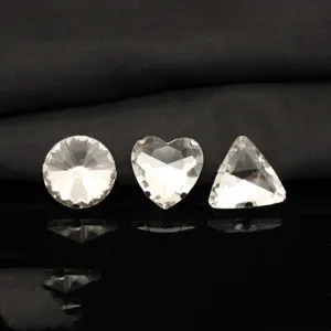 Glass rhinestone claw gems in round heart and triangle shapes for DIY crafts clothing.