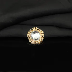 Exquisite gold alloy rhinestone round button, vintage crystal craft accessory for DIY.
