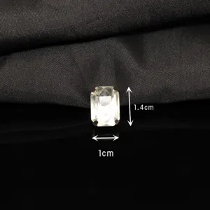 Rectangular claw rhinestone glass gemstone DIY apparel accessory 1.4x1cm clear crystal