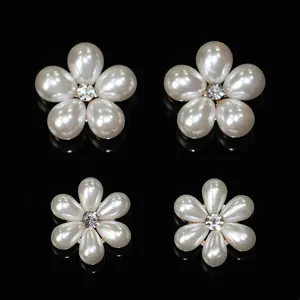 DIY Pearl Rhinestone Flower Alloy Accessories Handcrafted Hair Clip Decorative Button Jewelry Making Findings Craft