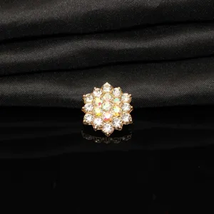 Bottone fiore strass accessorio capelli lega fai da te fiocco cristallo dettaglio