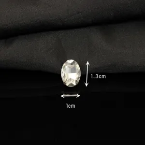 Oval crystal rhinestone detail shot showing 1.3cm by 1cm size for DIY craft accessories