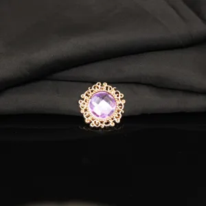 Exquisite round purple crystal alloy rhinestone button DIY craft decorative accessory detail.