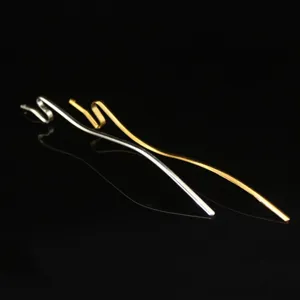 Metallic snake-shaped hair stick detail view, creative traditional Chinese style accessory.