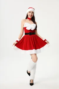 Vestito costume da Babbo Natale sexy da donna con cappello e manicotti per festa