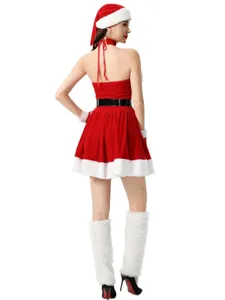 Donna Sexy Costume Natale Vestito Velluto Rosso Abito Festivo Babbo Natale Vista