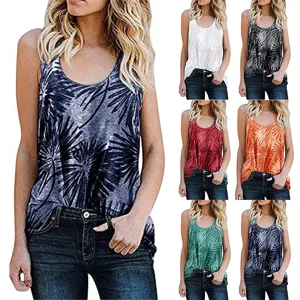 Casual sleeveless tank top for women with vibrant floral prints in multiple colors