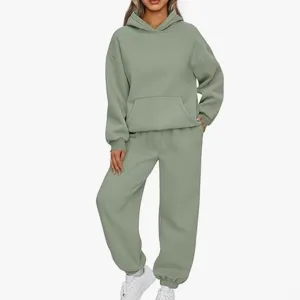 Sopra E Sotto Donna Casual Stampato Poliestere Felpa Con Cappuccio Pantaloni Sportivi Set
