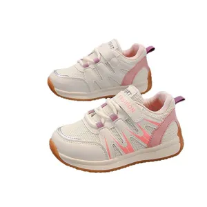 Pink and white breathable mesh kids' sneakers lightweight running shoes for boys girls