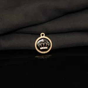 Zinc alloy handmade DIY jewelry making material black oil drop crown pendant charm.