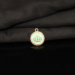 Zinc alloy crown pendant diy jewelry accessory green enamel charm for bracelet craft making